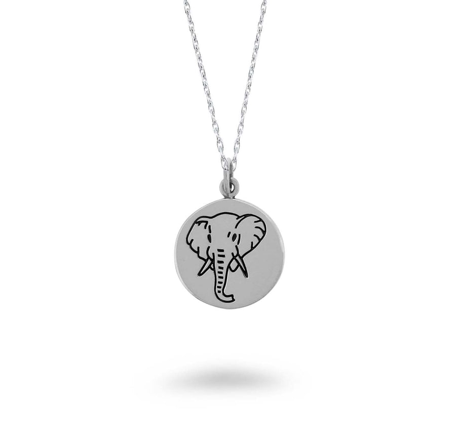 Elephant Etched on Circle Necklace