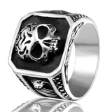 Skull and Falcon Signet Ring