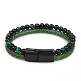Braid Colour & Bead Leather Bracelet