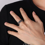 S.S. Oxidized Crosshatch Ring