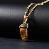 S.S. Tiger Eye Lucky Horn Necklace