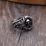 Darkened Skull Signet Ring