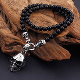 Black Bead and Skull Necklace