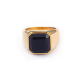 Stainless Steel with Black CZ Signet Ring