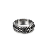 S.S. Oxidized Crosshatch Ring