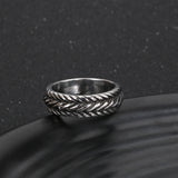 S.S. Oxidized Crosshatch Ring