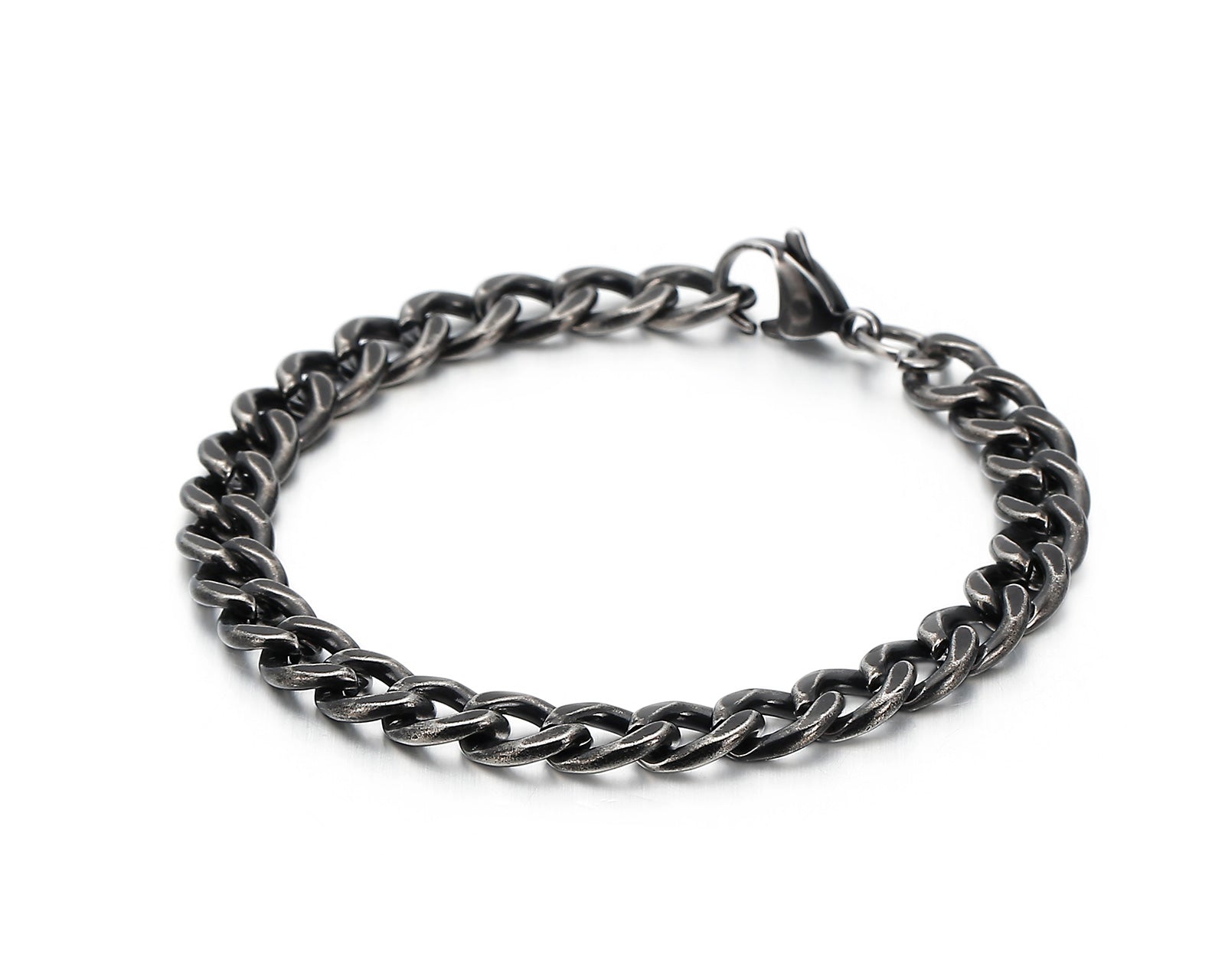 Stainless Steel Oxidized Curb Bracelet