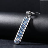 S.S. Thin Blue CZ Dogtag Necklace