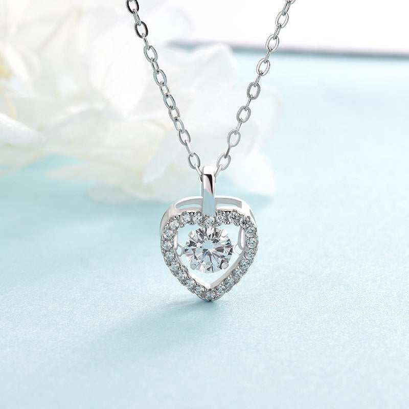 Halo Heart Dancing Stone Necklace