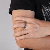 S.S. Oxidized Dot Texture Ring