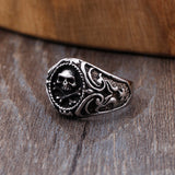 Darkened Skull Signet Ring