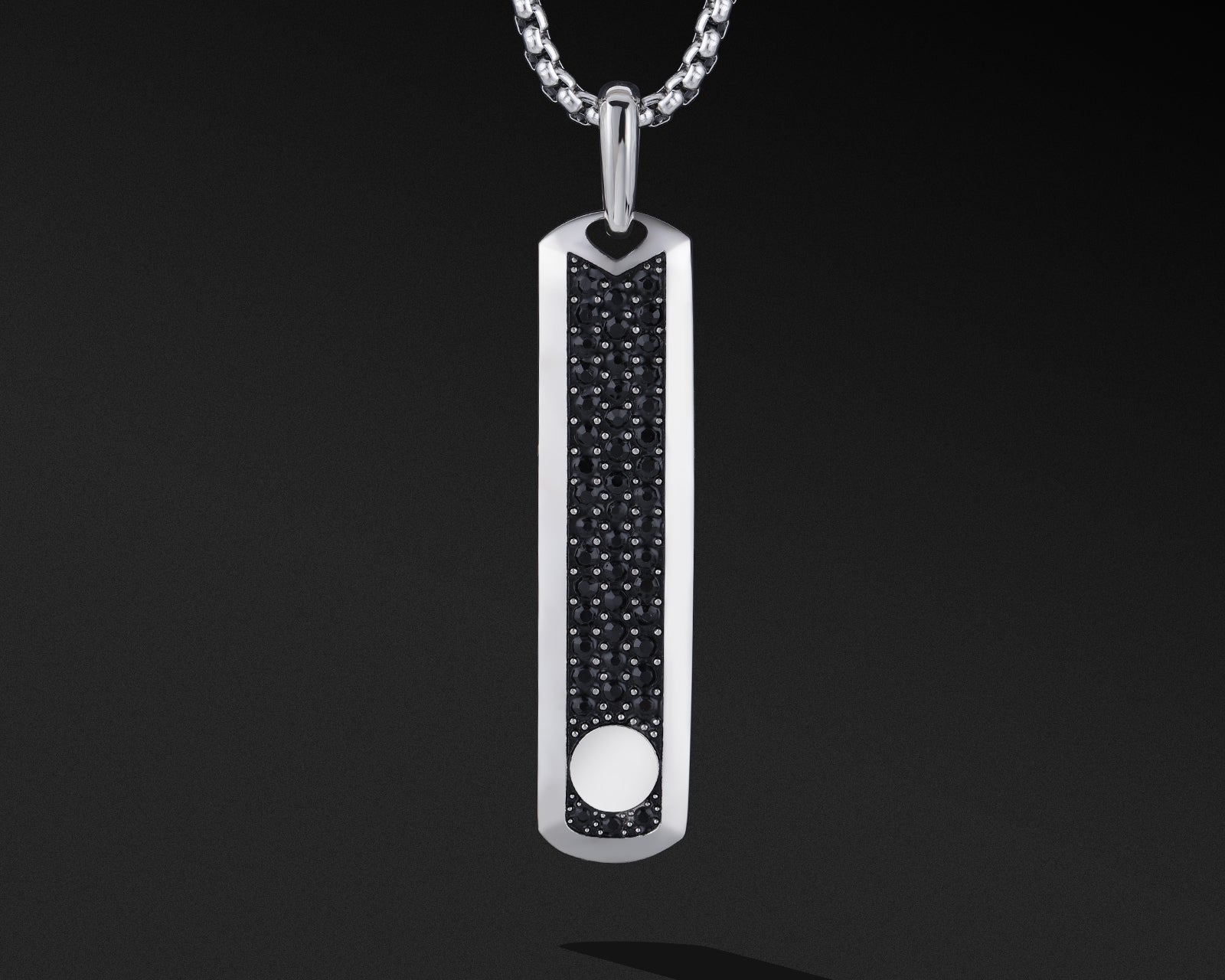 S.S. Thin CZ Dogtag Necklace