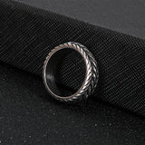 S.S. Oxidized Crosshatch Ring