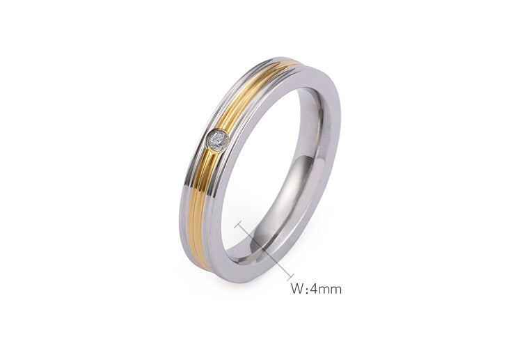 Stainless Steel Lined Ring with CZ