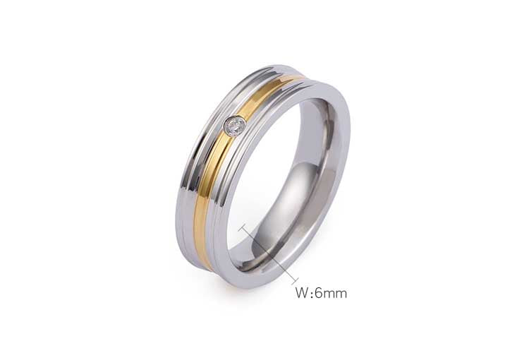 Stainless Steel Lined Ring with CZ
