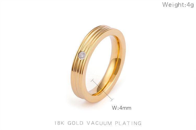 Stainless Steel Lined Ring with CZ