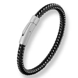 Leather & Steel Twined Bracelet