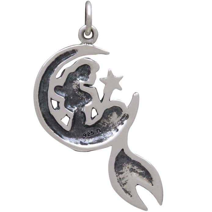 Mermaid on Crescent Moon Necklace