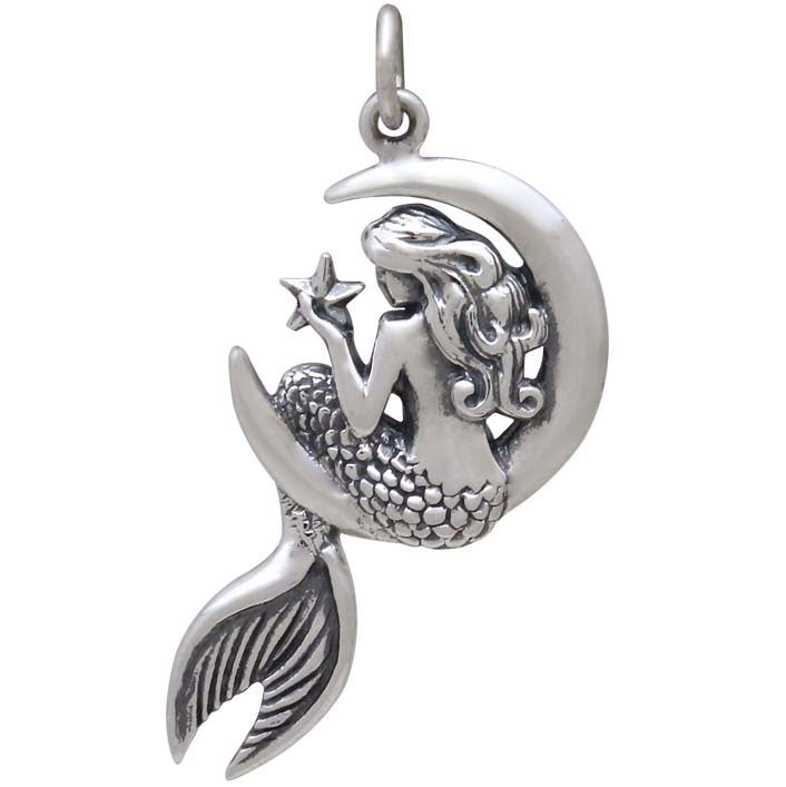 Mermaid on Crescent Moon Necklace