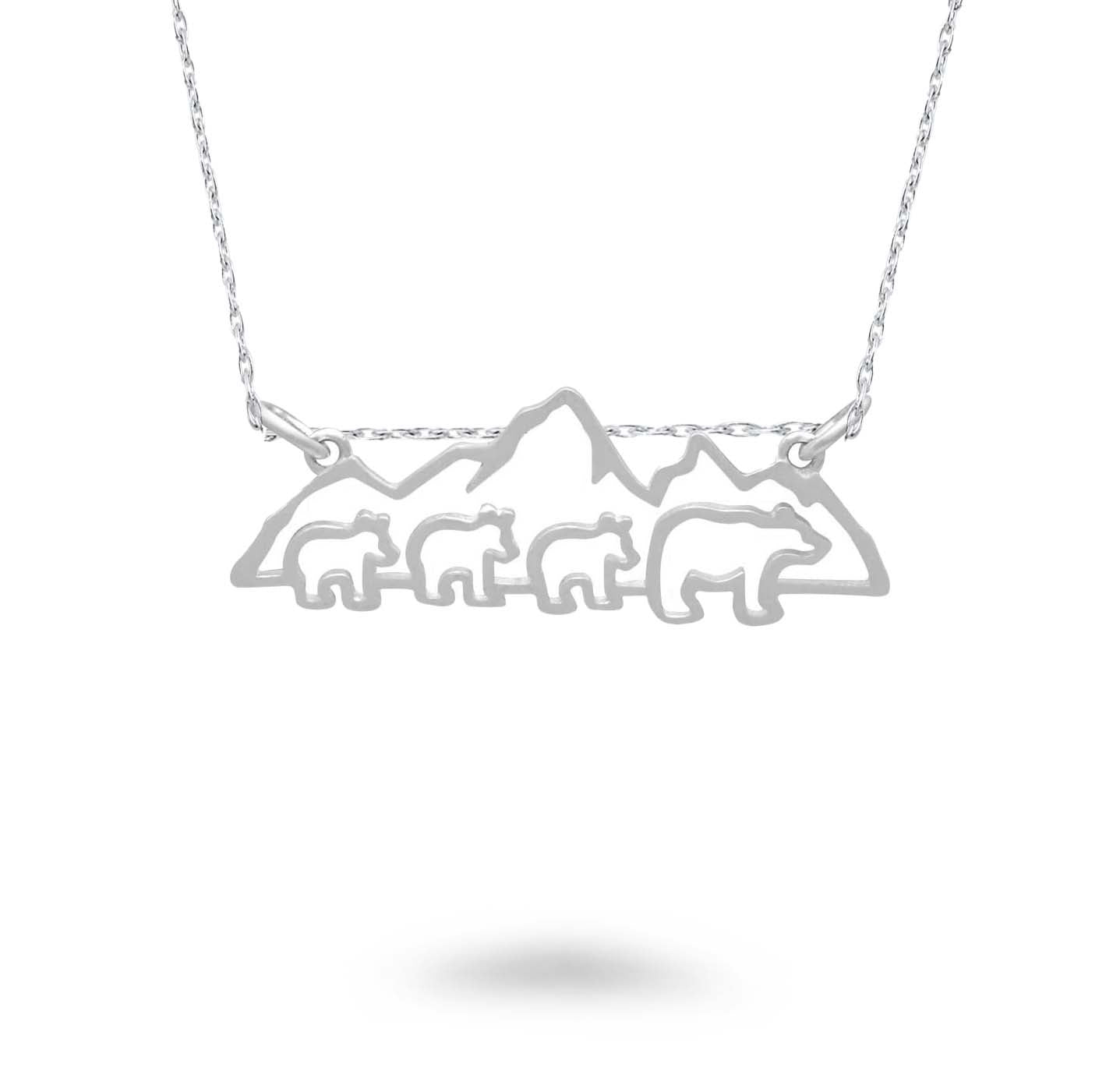 Mountain with Mama Bear and Kids Necklace