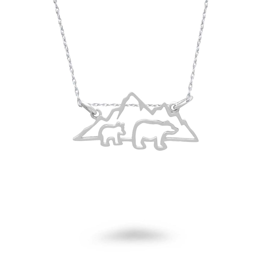 Mountain with Mama Bear and Kids Necklace