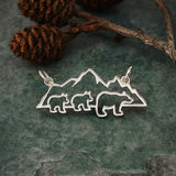Mountain with Mama Bear and Kids Necklace