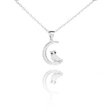 CZ Moon and Owl Necklace