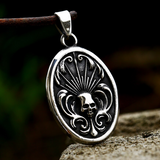 Ornate Design Skull Circle Necklace