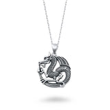 Oxidized Circle Dragon Necklace