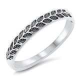 Imprinted Leaves Ring Band