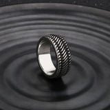 Oxidized Diagonal Lined Ring