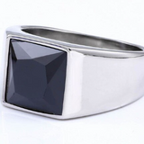 Stainless Steel Square CZ Signet Ring