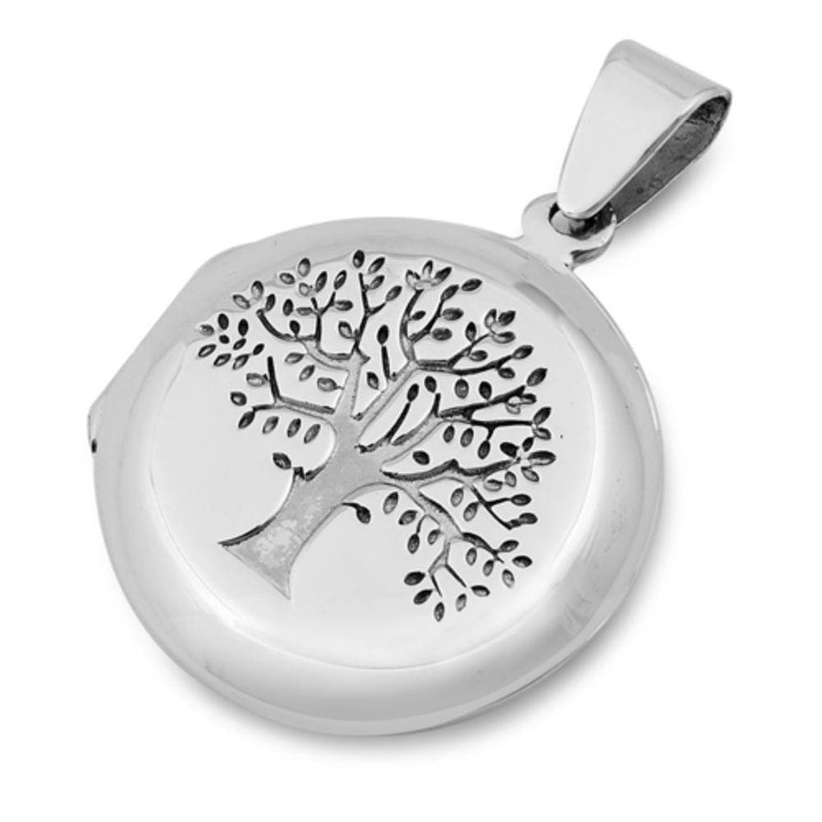 Round Smooth Tree of Life Locket Necklace