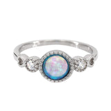 Round Opal Center with side CZ Ring