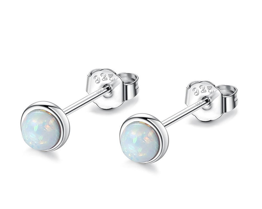 Round Opal Stud Earrings
