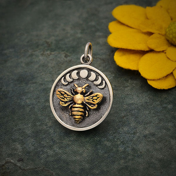 Moon Phases Bee Necklace