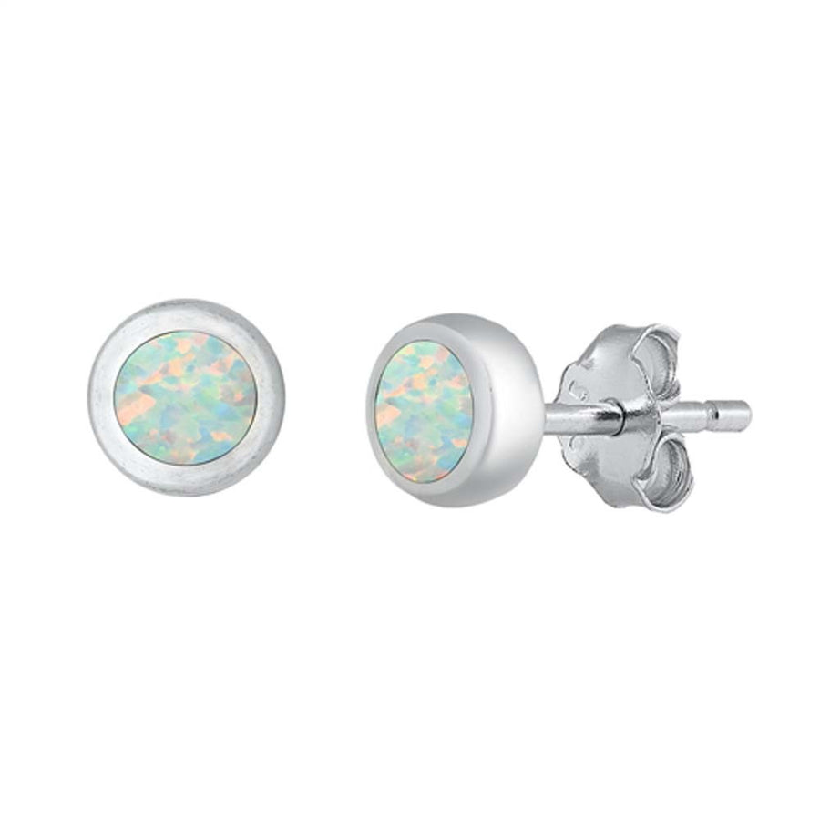Round Opal Post Earrings