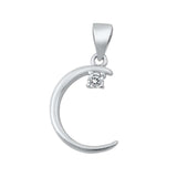 Thin Crescent Moon with CZ Necklace