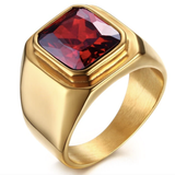 Red CZ Signet Ring