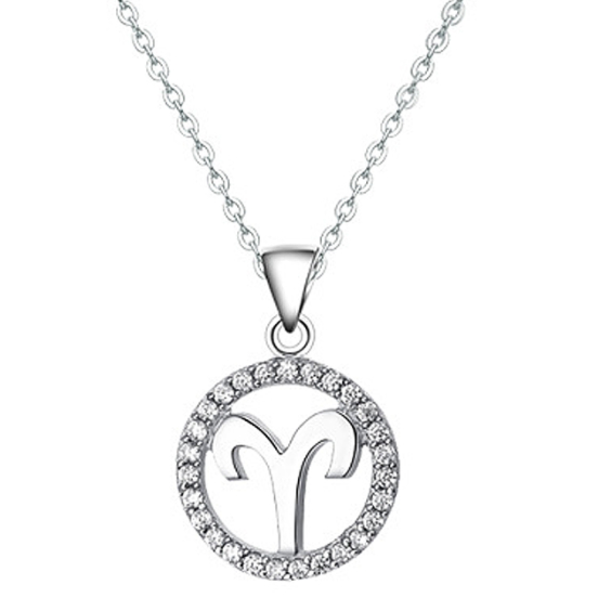 Halo CZ Zodiac Sign Necklace