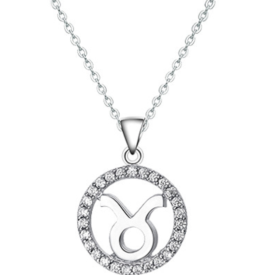 Halo CZ Zodiac Sign Necklace