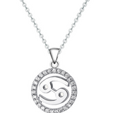 Halo CZ Zodiac Sign Necklace