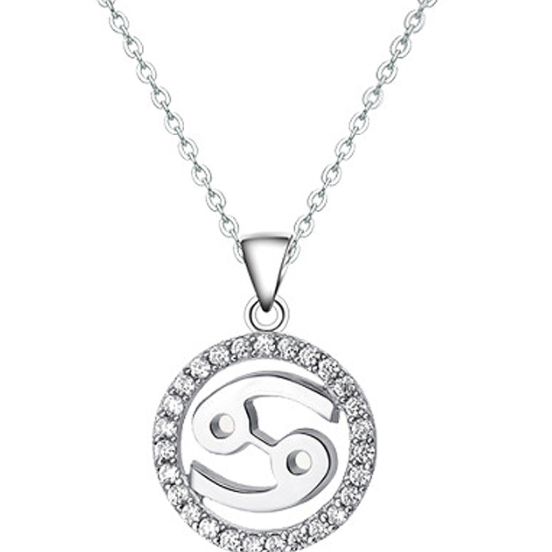 Halo CZ Zodiac Sign Necklace
