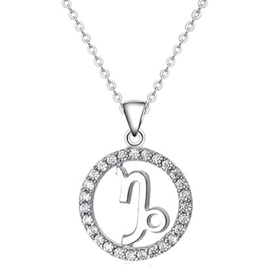 Halo CZ Zodiac Sign Necklace