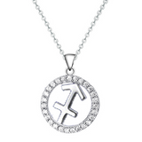 Halo CZ Zodiac Sign Necklace