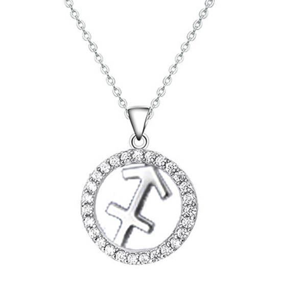 Halo CZ Zodiac Sign Necklace