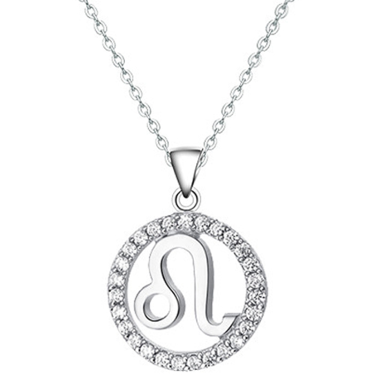 Halo CZ Zodiac Sign Necklace