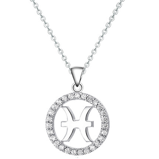 Halo CZ Zodiac Sign Necklace