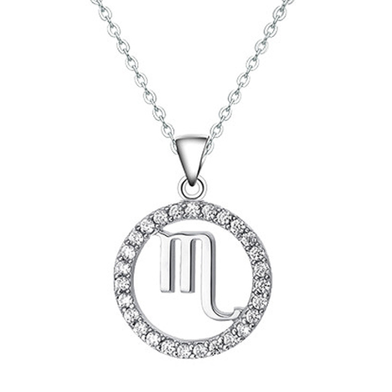 Halo CZ Zodiac Sign Necklace
