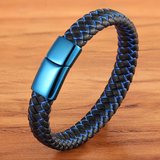 Leather Bracelet with Blue Clasp